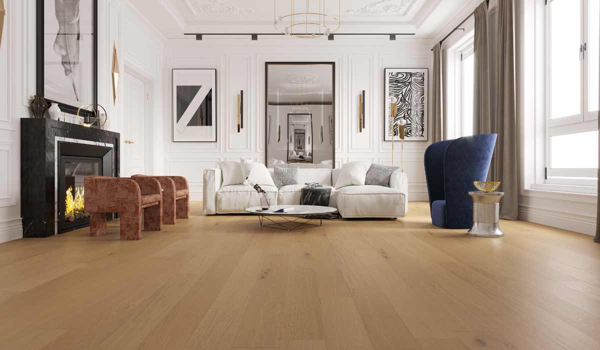 brown toned hardwood flooring in a modern living room
