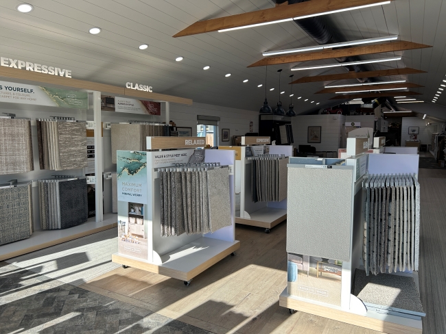 Carpet racks in showroom