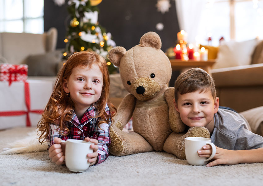 children on carpet during holidays